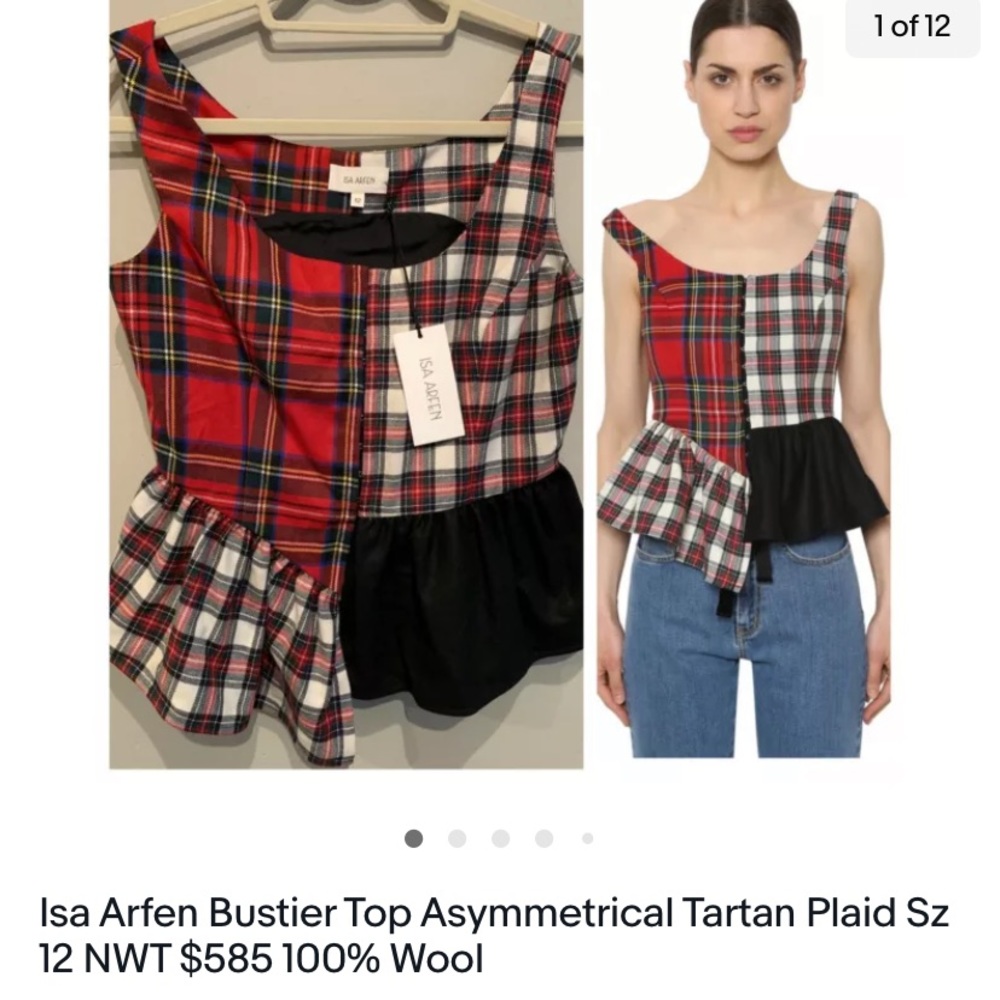 Isa Arfen wool tartan top- NWT UK size 12 US 8 fits like a US 4